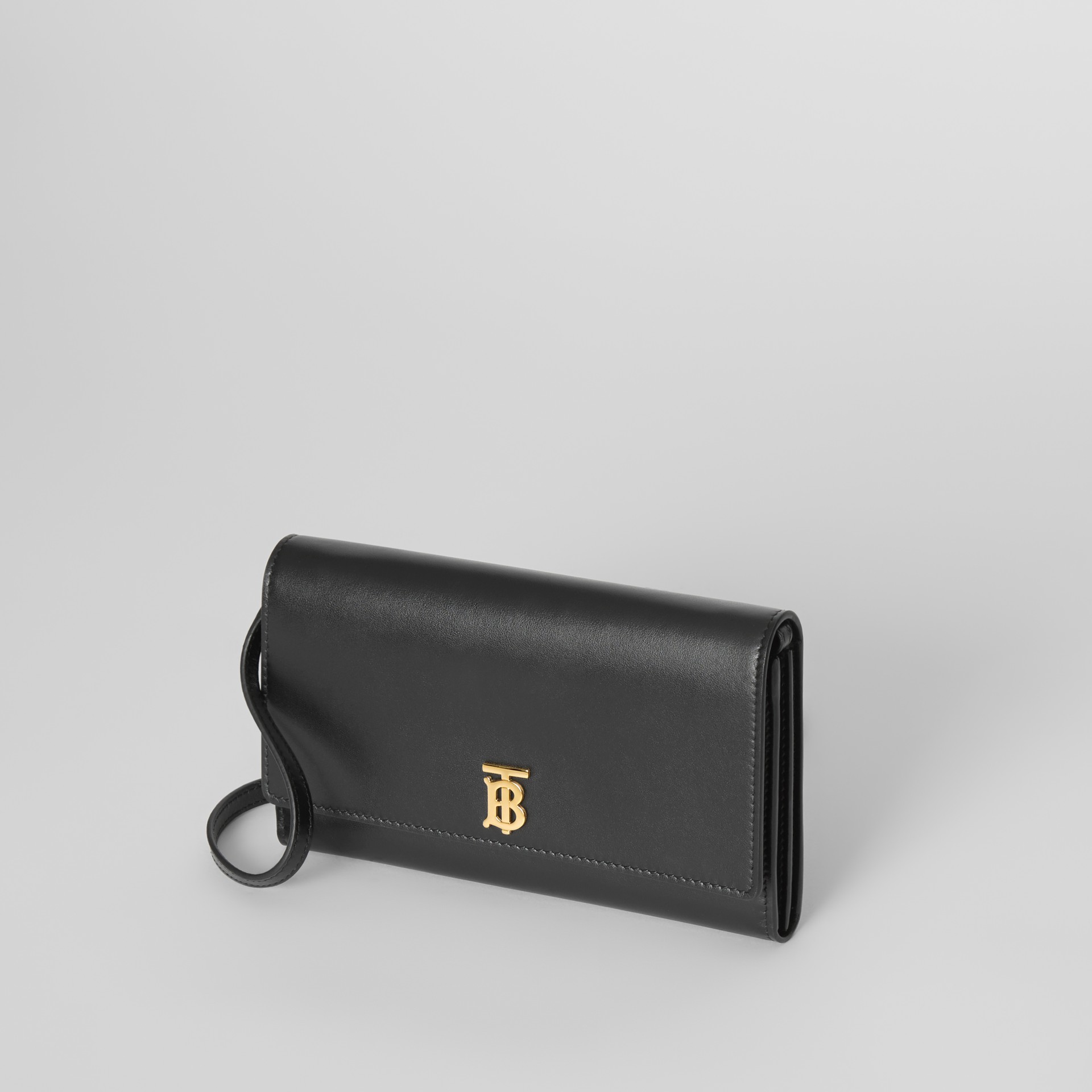 Monogram Motif Leather Wallet with Detachable Strap in Black - Women | Burberry United States