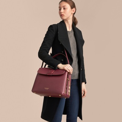burberry medium grainy leather and house check tote bag