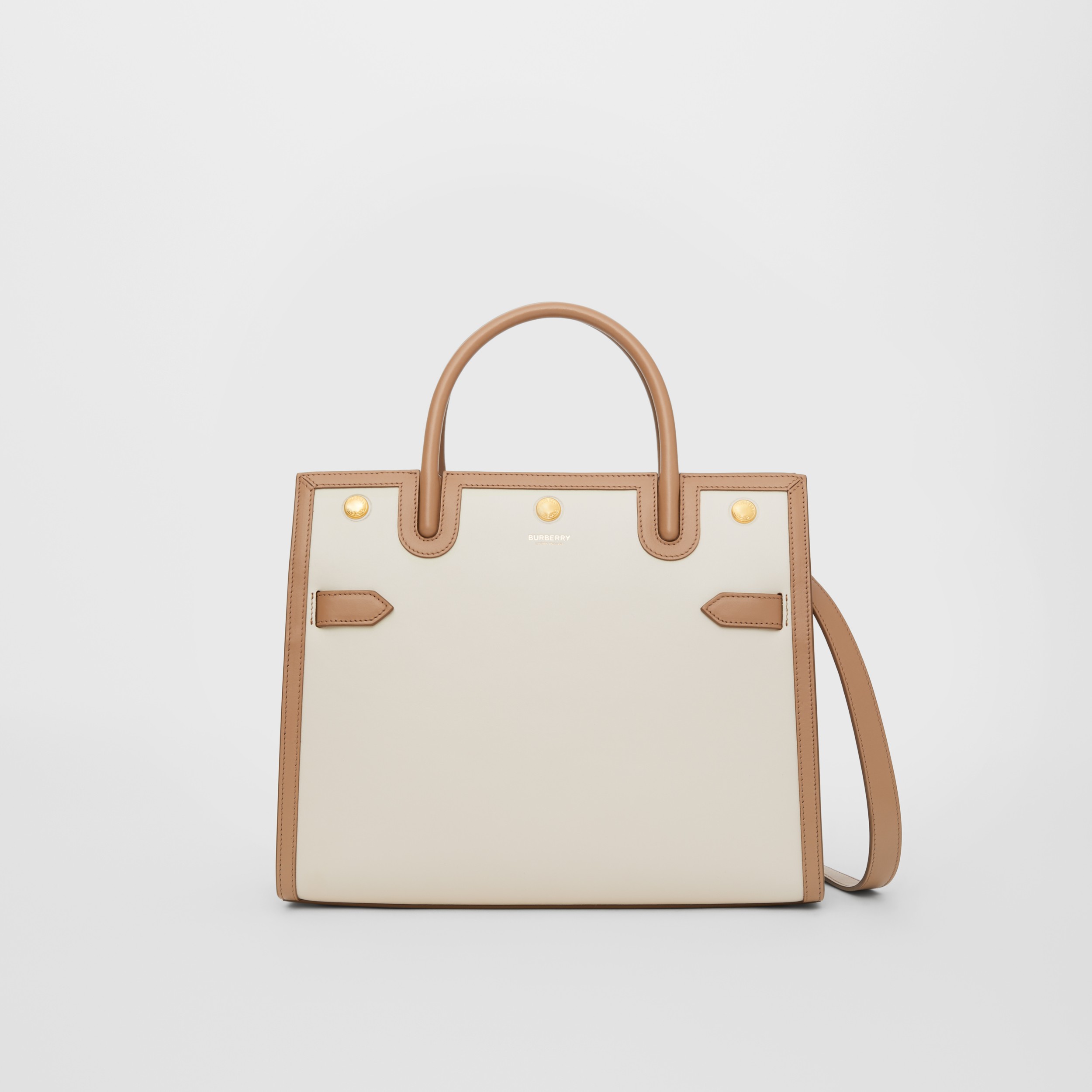 Small Leather Two-handle Title Bag in Buttermilk/camel - Women ...