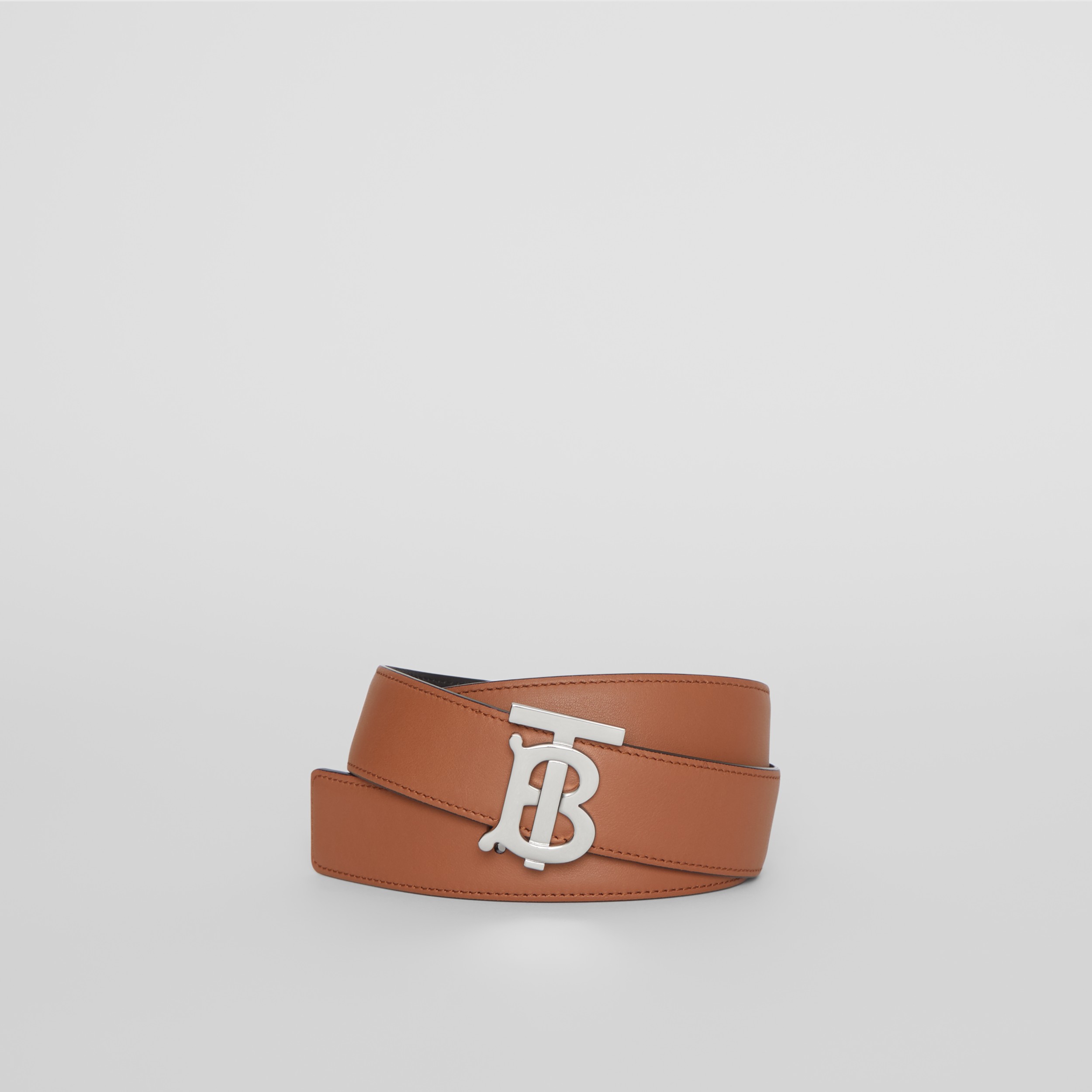 Men's Reversible Monogram Plaque Leather Belt