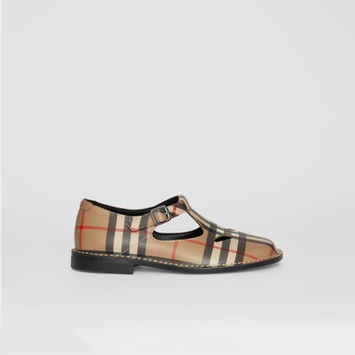 Vintage Check Leather Mary Jane Shoes 