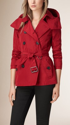 red burberry trench coat