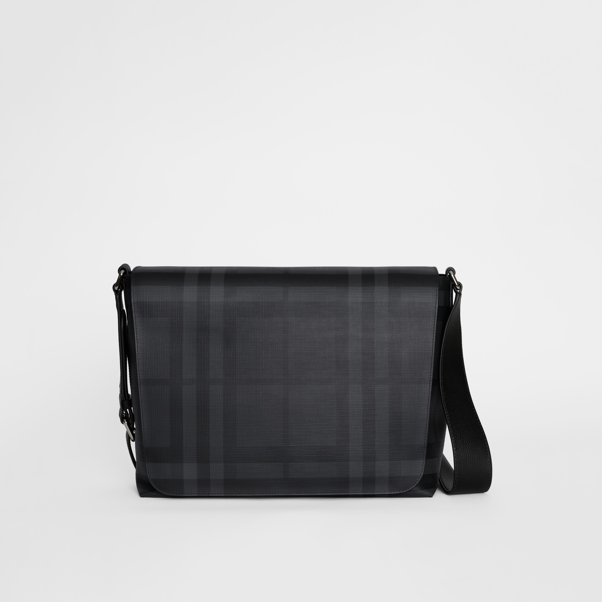 Large London Check Messenger Bag in Charcoal/black | Burberry