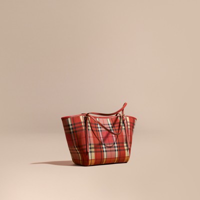 Burberry The Small Canter In Overdyed Horseferry Check In Parade Red