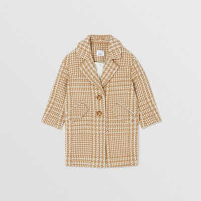 Houndstooth Check Technical Wool Coat 