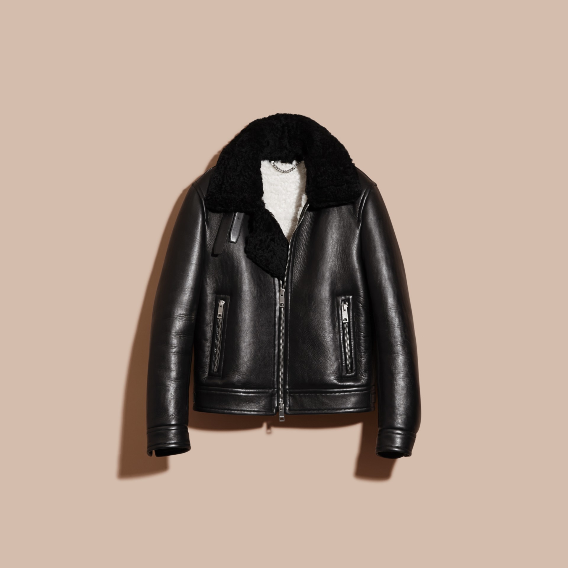 Lambskin and Shearling Aviator Jacket Burberry