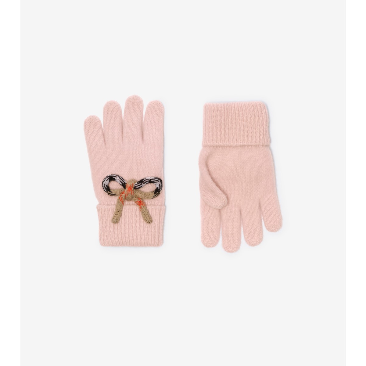  Check Bow Wool Cashmere Gloves