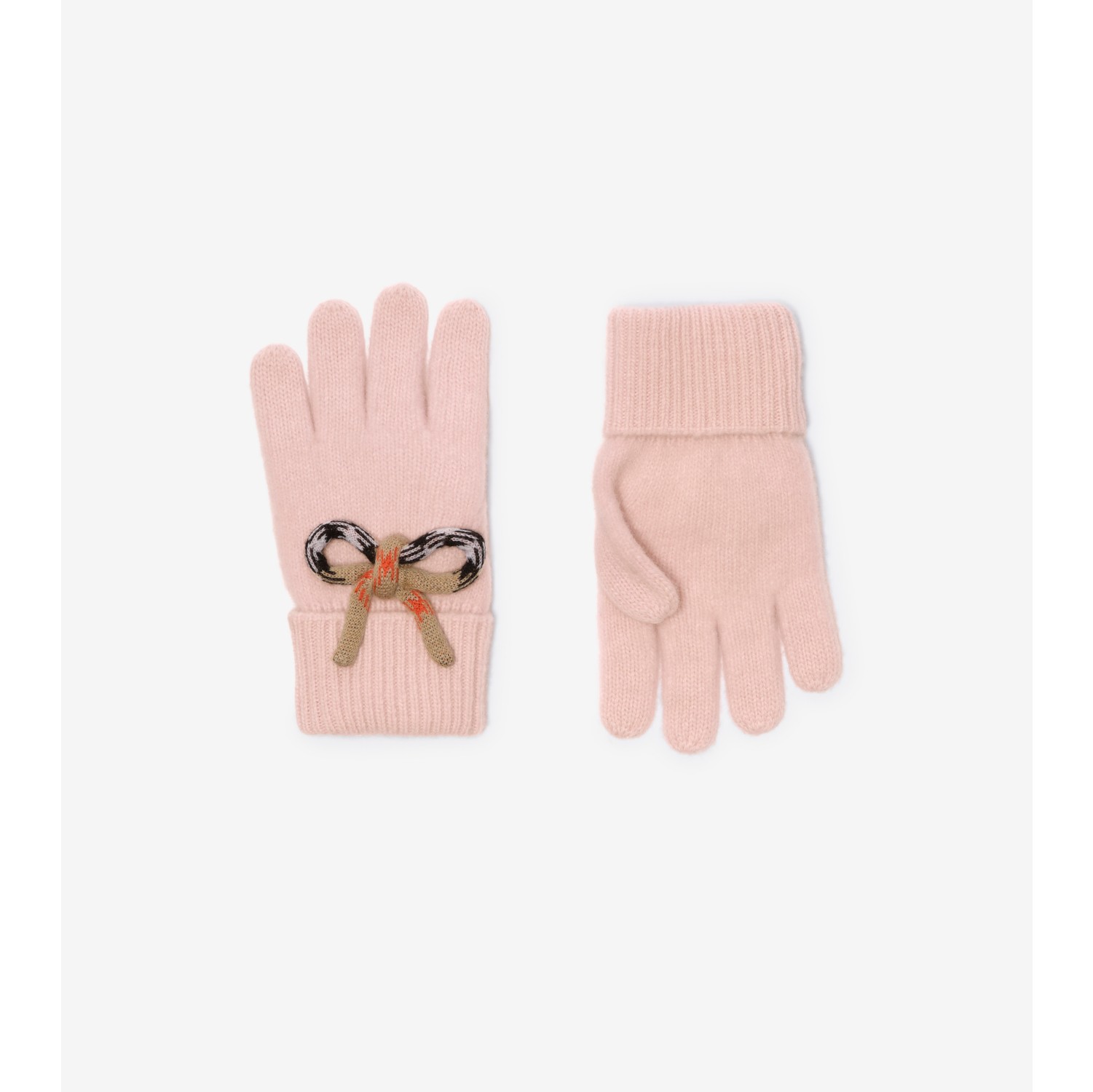 Woll-Kaschmir-Handschuhe mit Check-Schleife