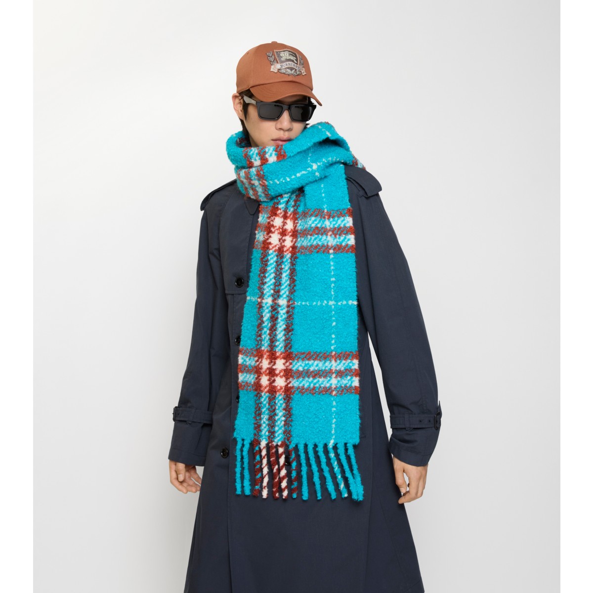  Check Alpaca Wool Blend Bouclé Scarf