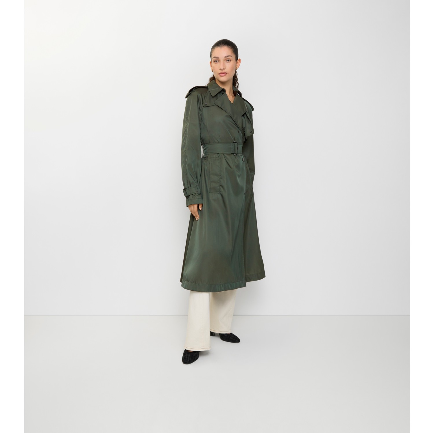Long Nylon Hooded Trench Coat