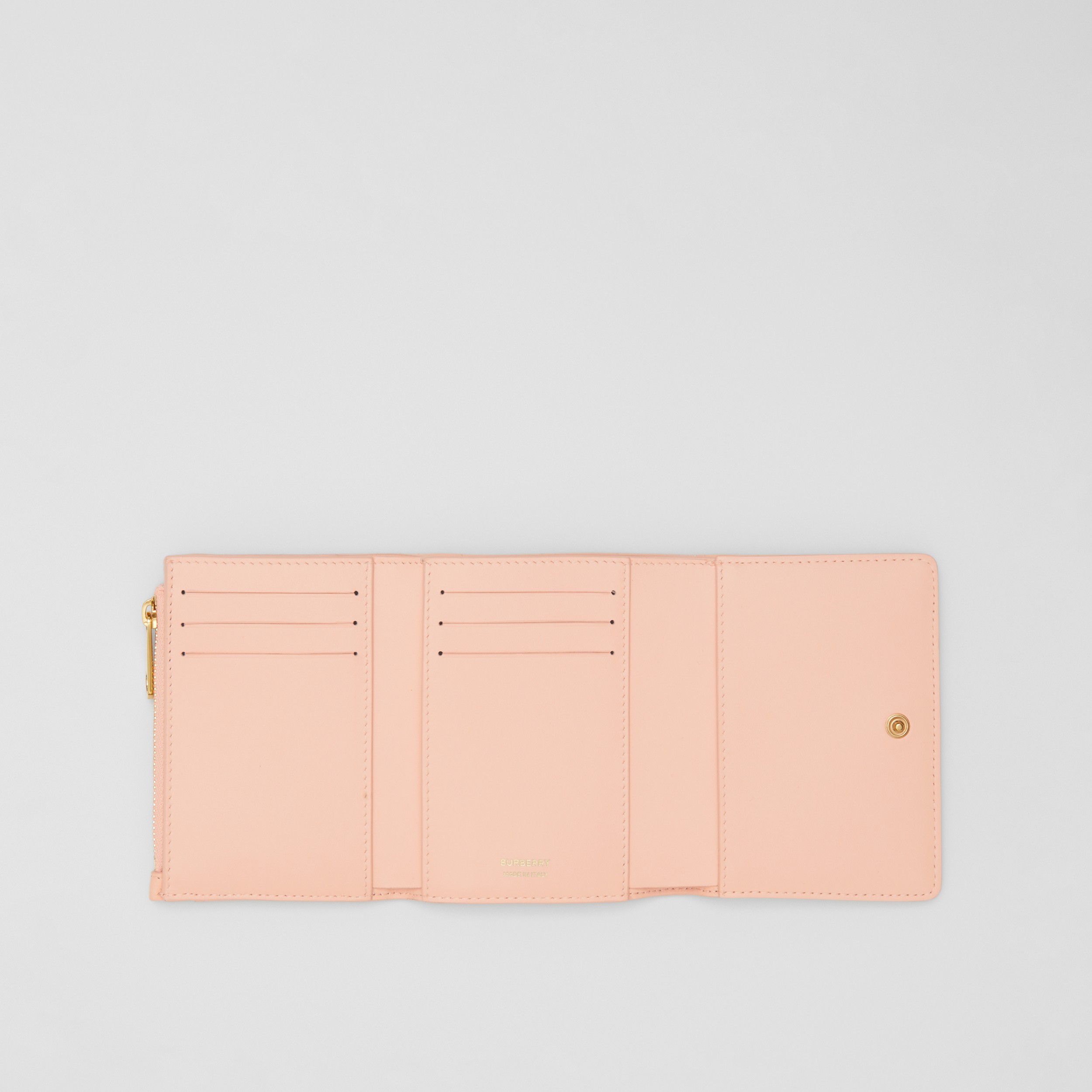 Small Quilted Lambskin Lola Folding Wallet in Peach Pink - Women | Burberry® Official - 3