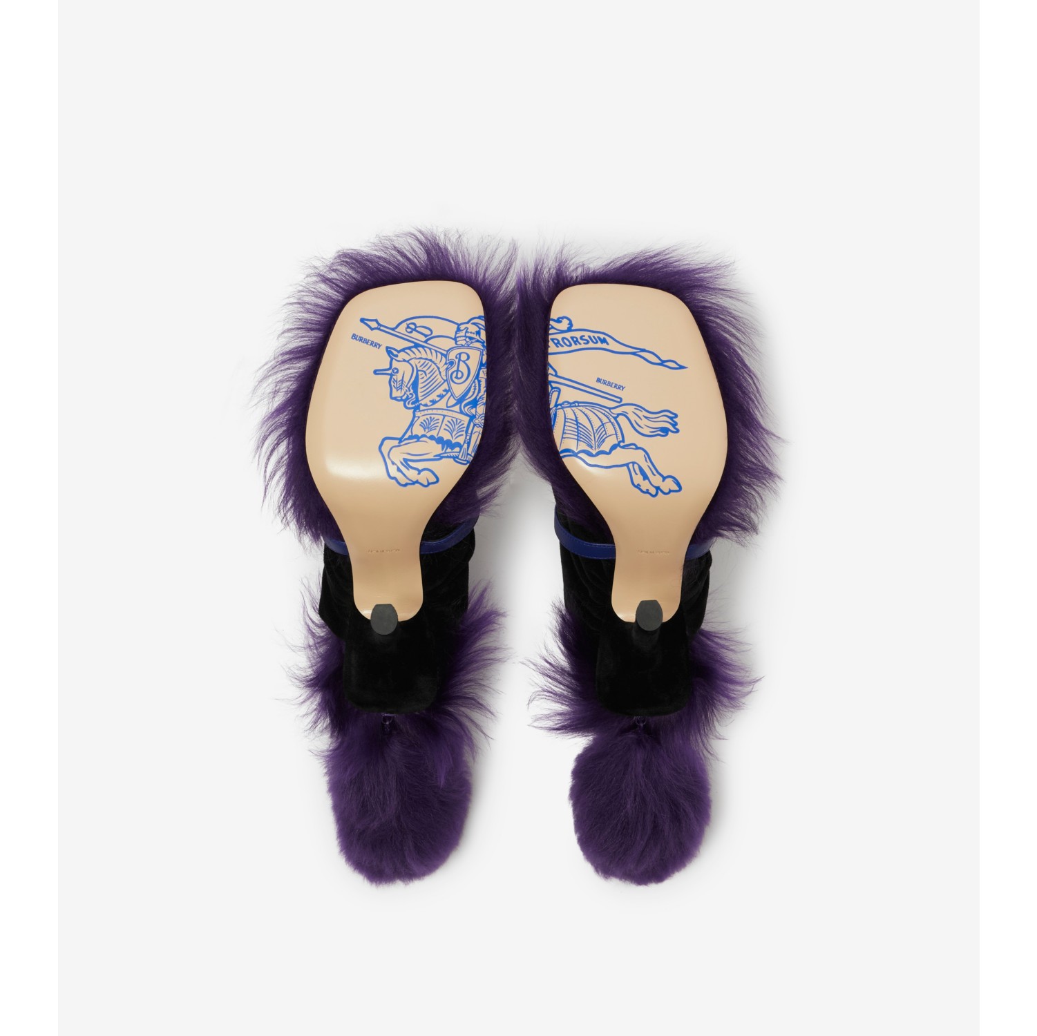 Shearling Step Post Sandals in Black/knight - Women | Burberry® Official