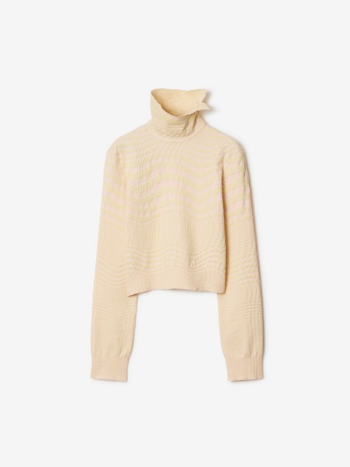 Burberry Warped Houndstooth Wool Blend Sweater In Neutral