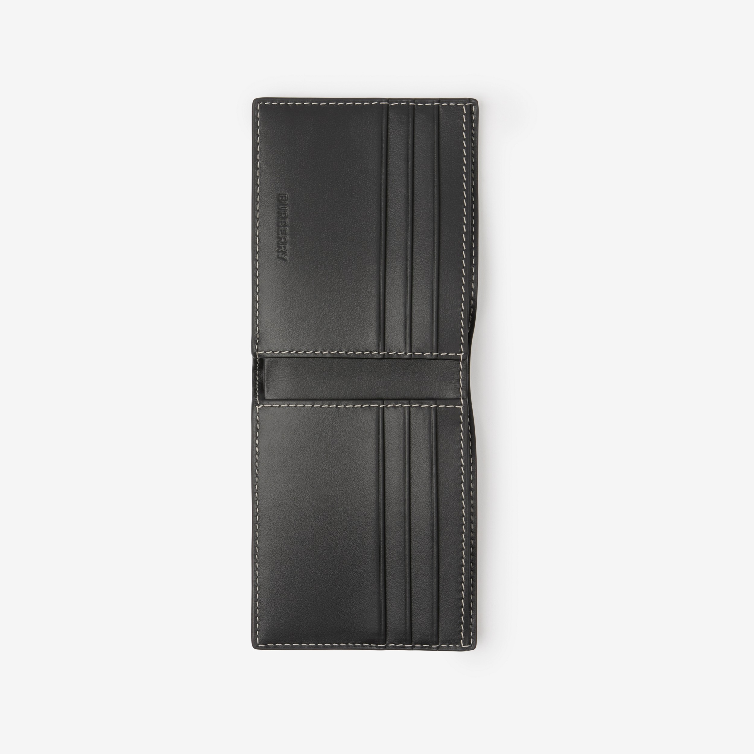 Check and Leather Slim Bifold Wallet in Dark Birch Brown - Men | Burberry® Official - 4