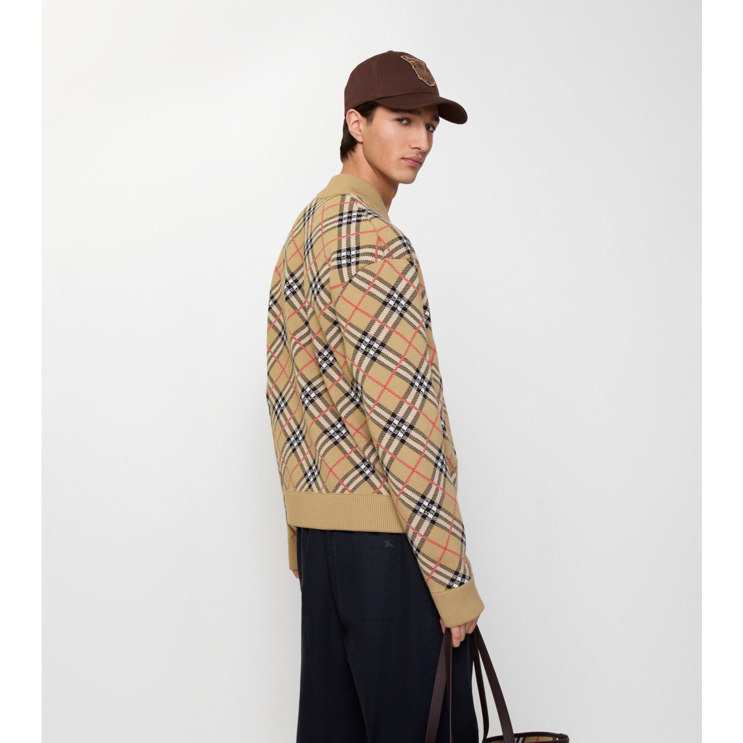 Check Cotton Wool Bomber Jacket in Sand beige - Men | Burberry® Official