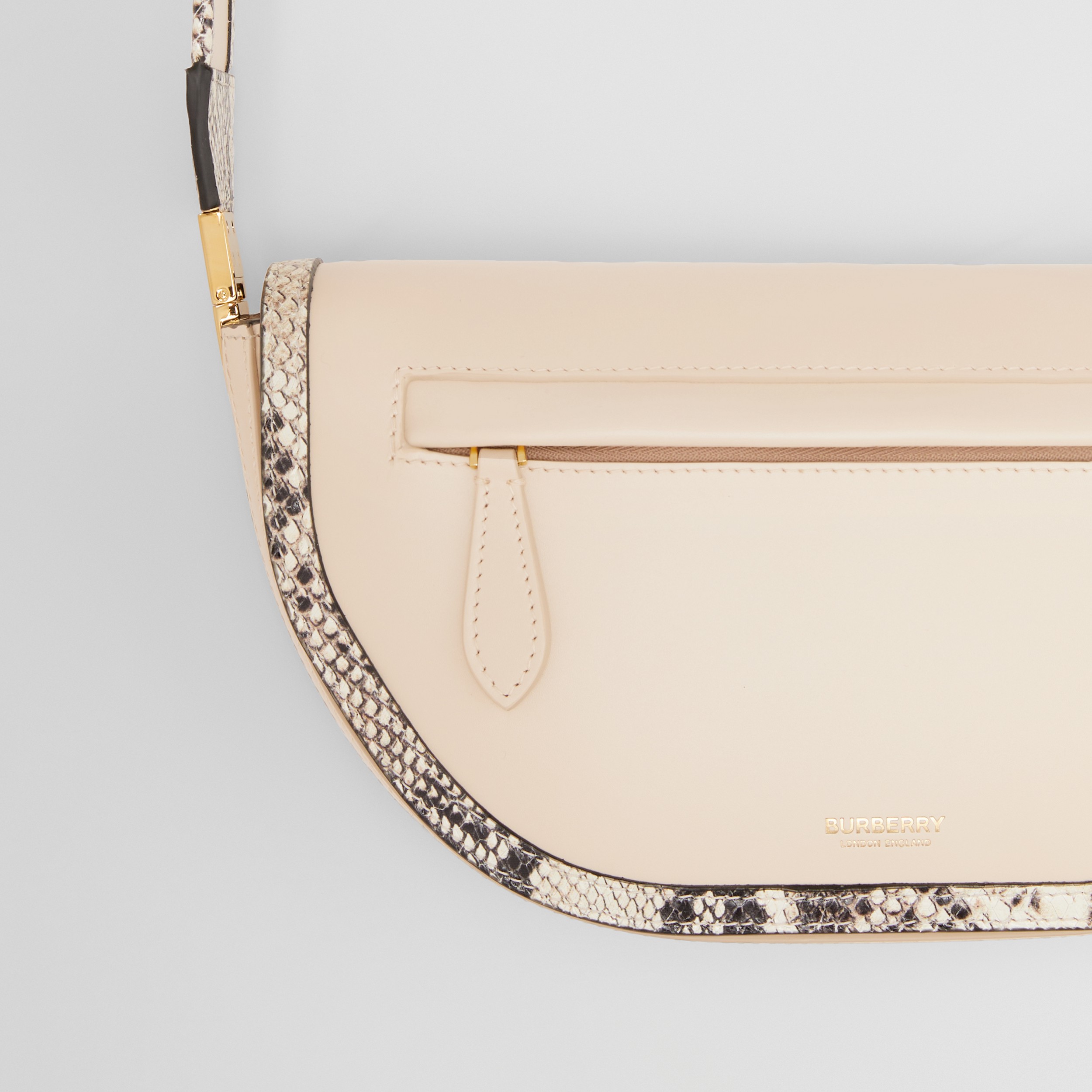 Small Leather and Python Print Olympia Bag in Pale Biscuit - Women | Burberry® Official - 2