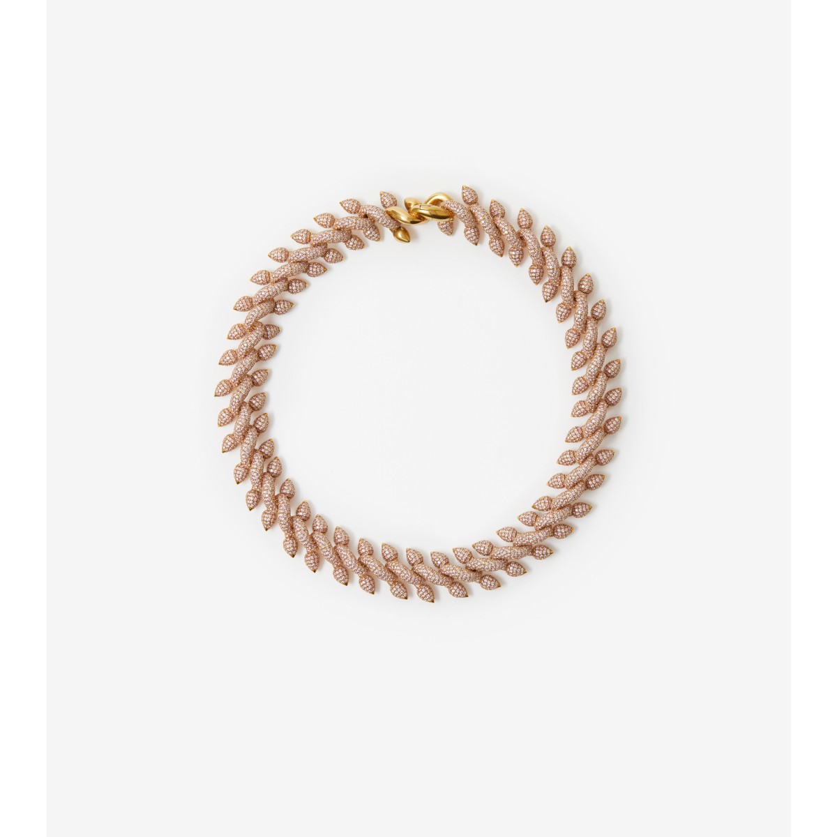 Burberry Spear Pavé Chain Necklace In Gold/pink