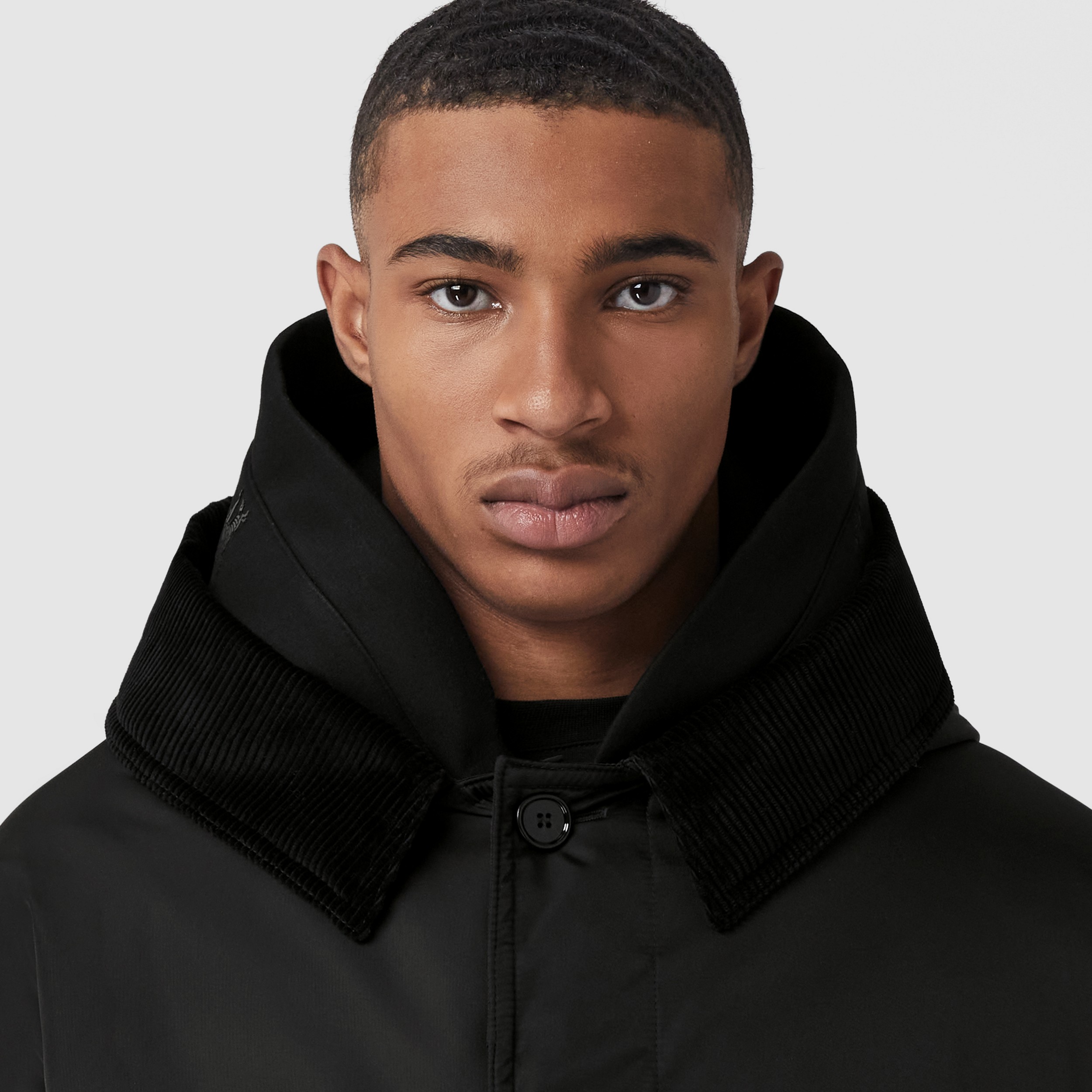 Corduroy Collar Nylon Twill Hooded Car Coat in Black - Men | Burberry® Official - 2