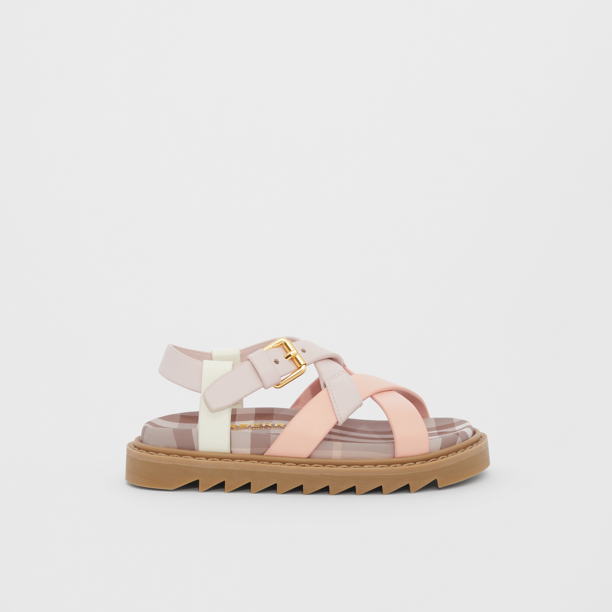 Sandálias em couro e Vintage Check (Rosa Talco) - Crianças | Burberry® oficial - 4