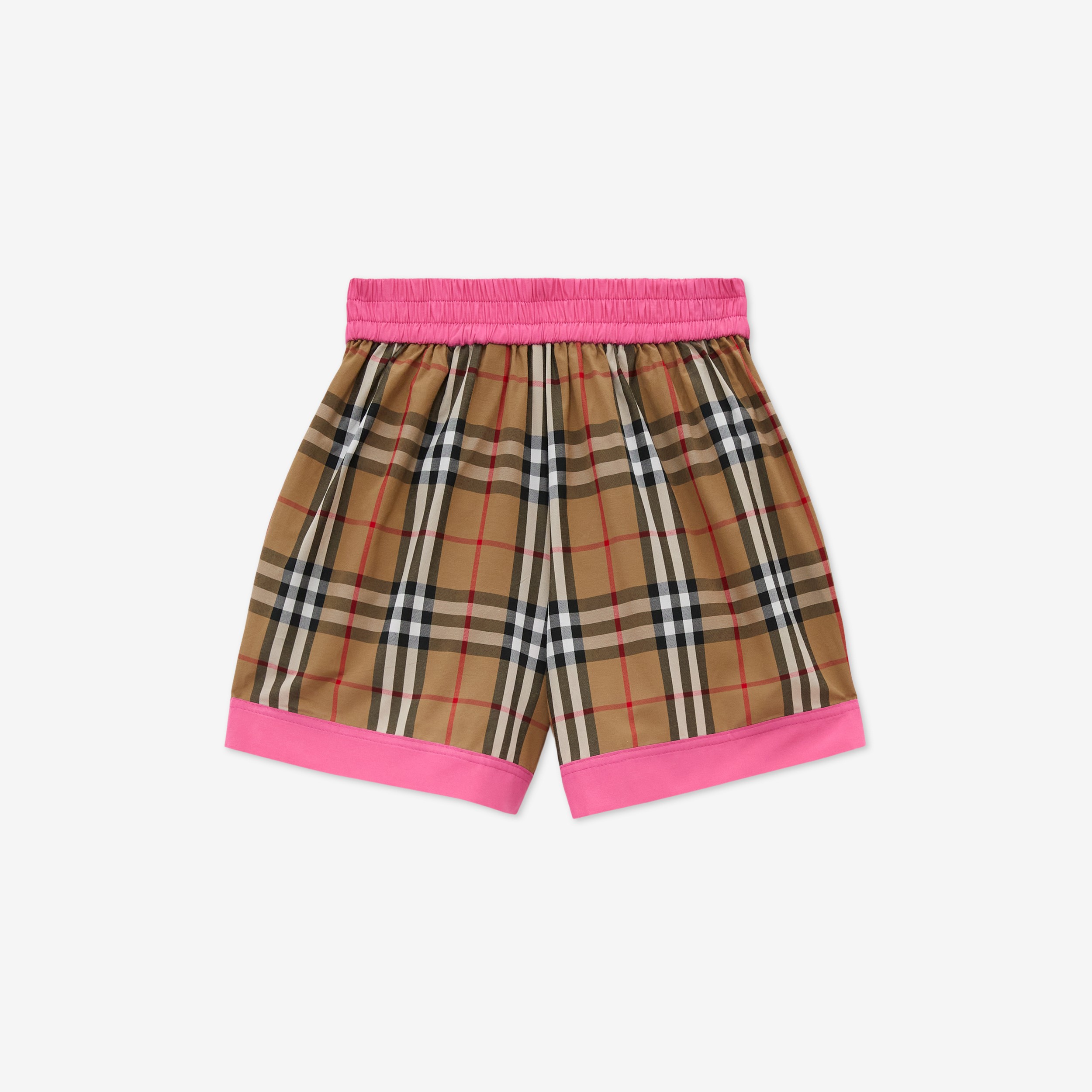 Check Panel Cotton Blend Shorts in Bubblegum Pink | Burberry® Official - 2