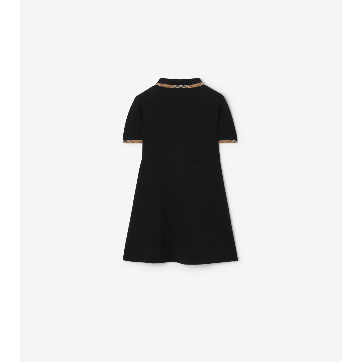  Check Trim Cotton Polo Shirt Dress
