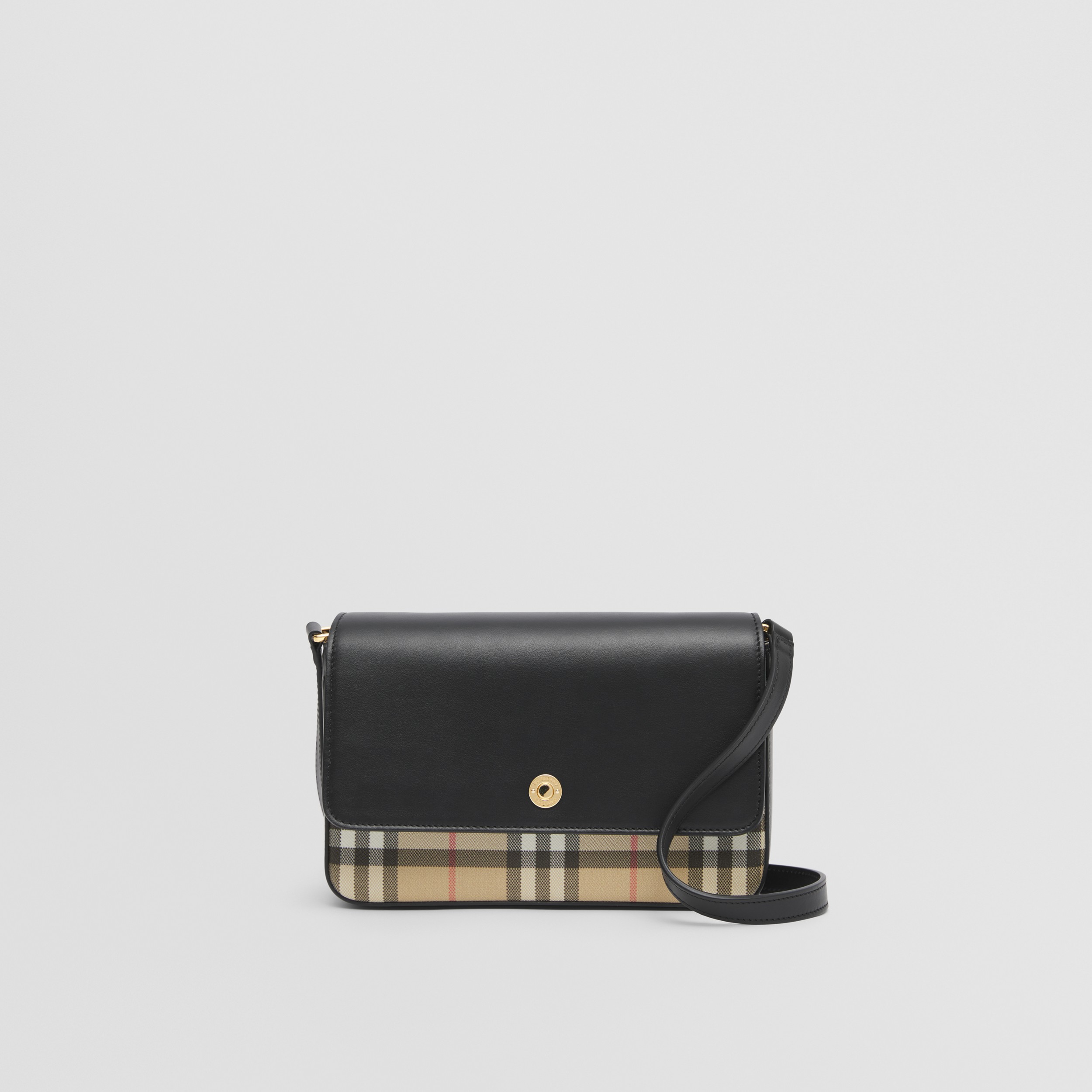 Mini sac Note en cuir et Vintage check (Beige D'archive/noir) - Femme | Site officiel Burberry® - 1