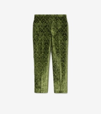 Baroque Velvet Tailored Trousers in Green - Women | Burberry® Official