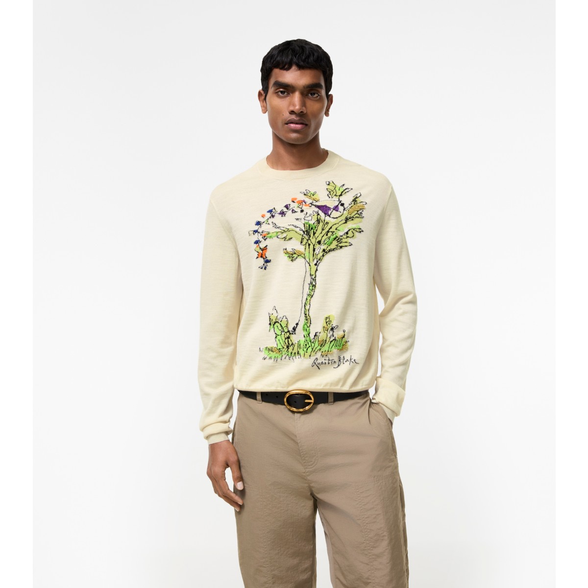  Embroidered Wool Silk Brave Little Tree Sweater