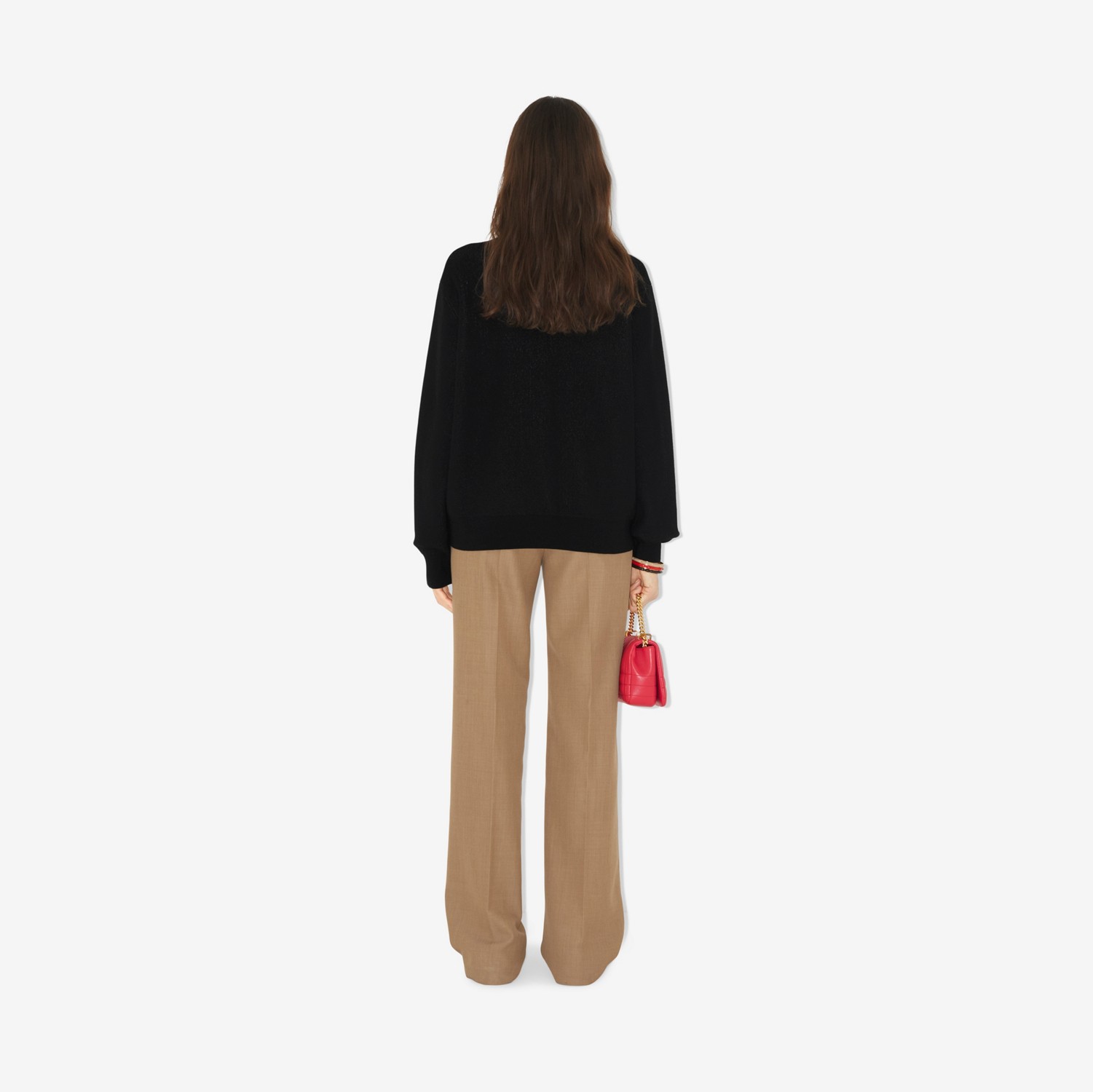 로고 울 코튼 자카드 오버사이즈 스웨터 (블랙) - 여성 | Burberry®