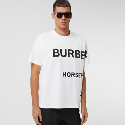 Horseferry Print Cotton Oversized T-shirt in White - Men | Burberry®  Official