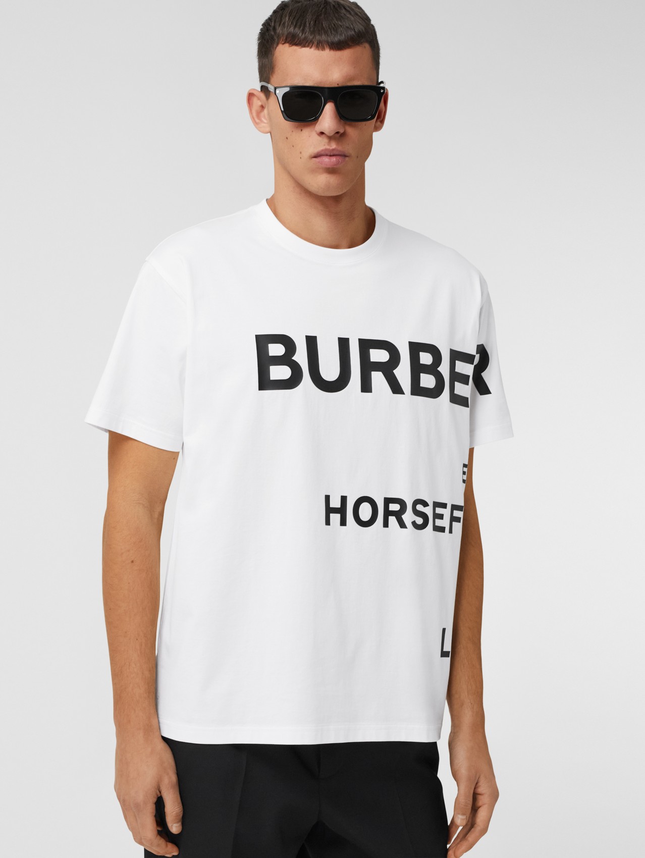 ホースフェリープリント コットン オーバーサイズTシャツ (ホワイト) - メンズ | Burberry®公式サイト