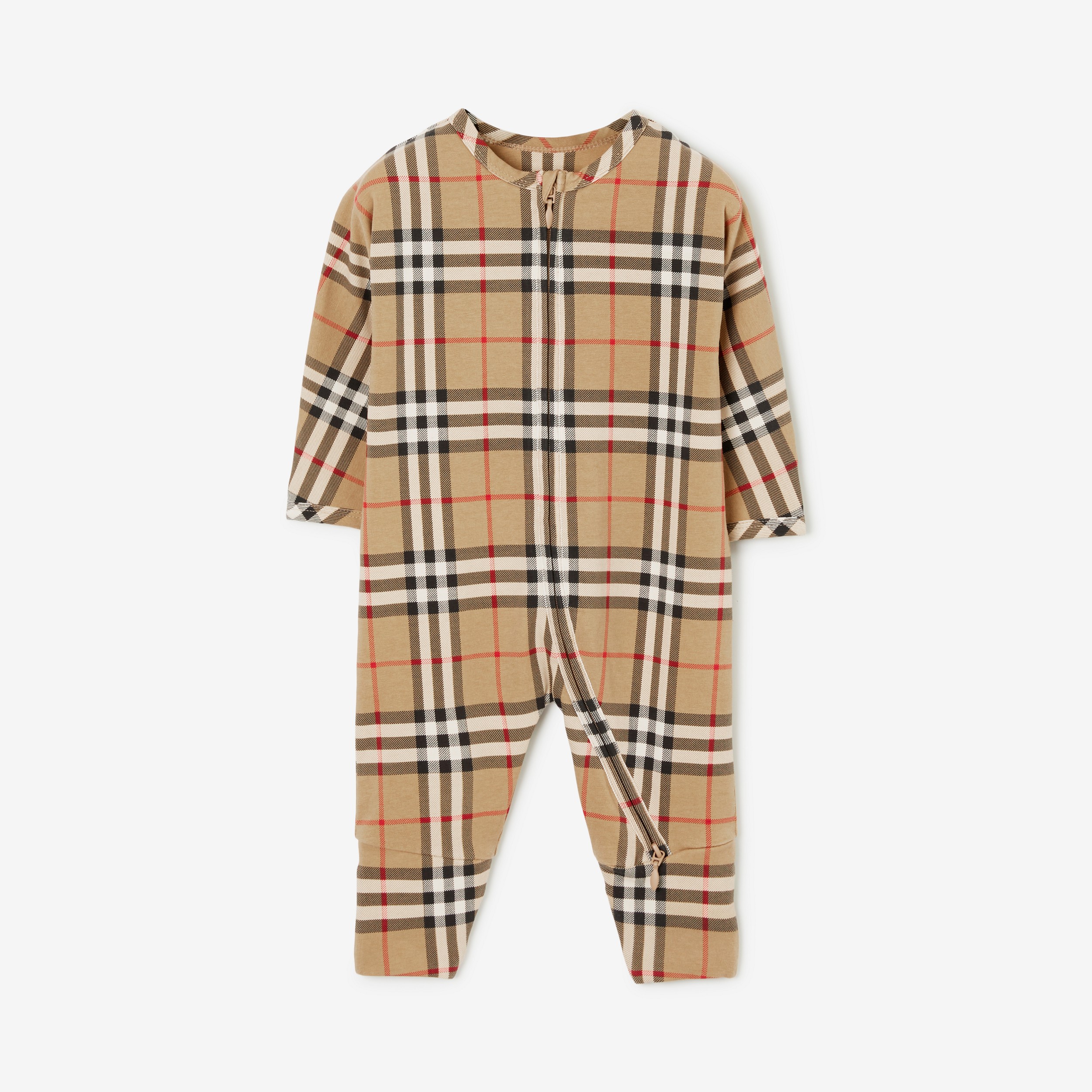 Check Cotton Two-piece Baby Gift Set in Archive Beige - Children | Burberry® Official - 2
