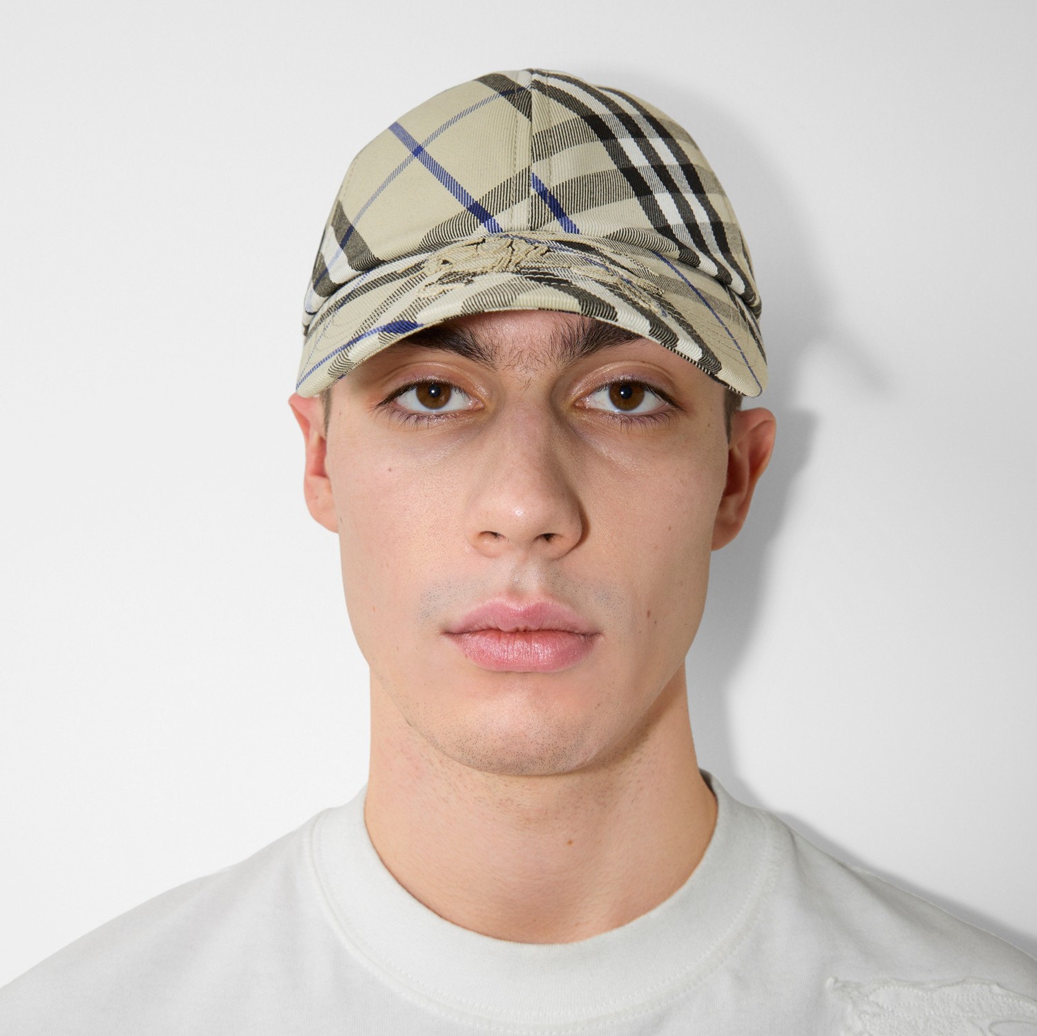 Check Cotton Blend Baseball Cap