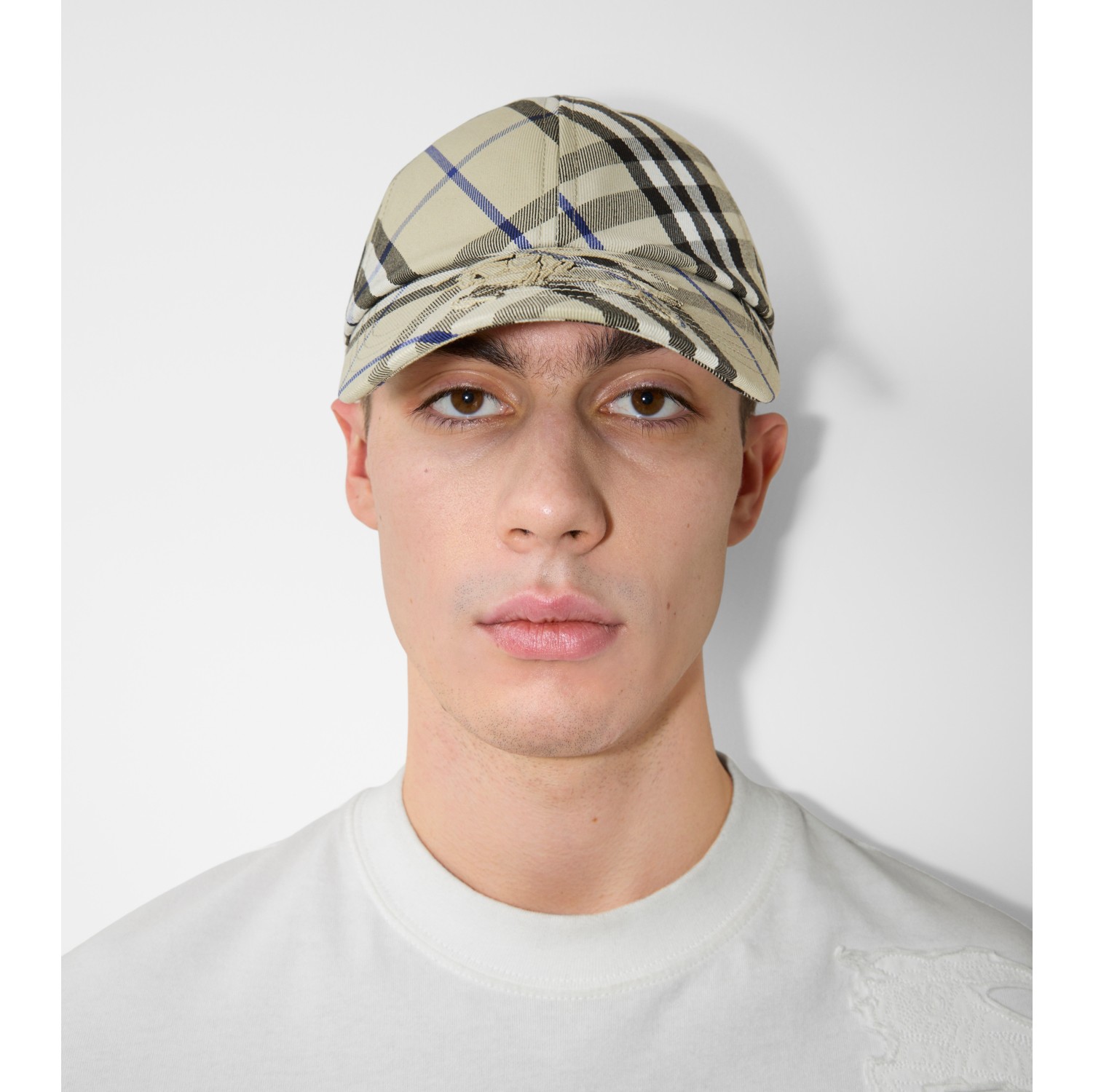 Check Cotton Blend Baseball Cap