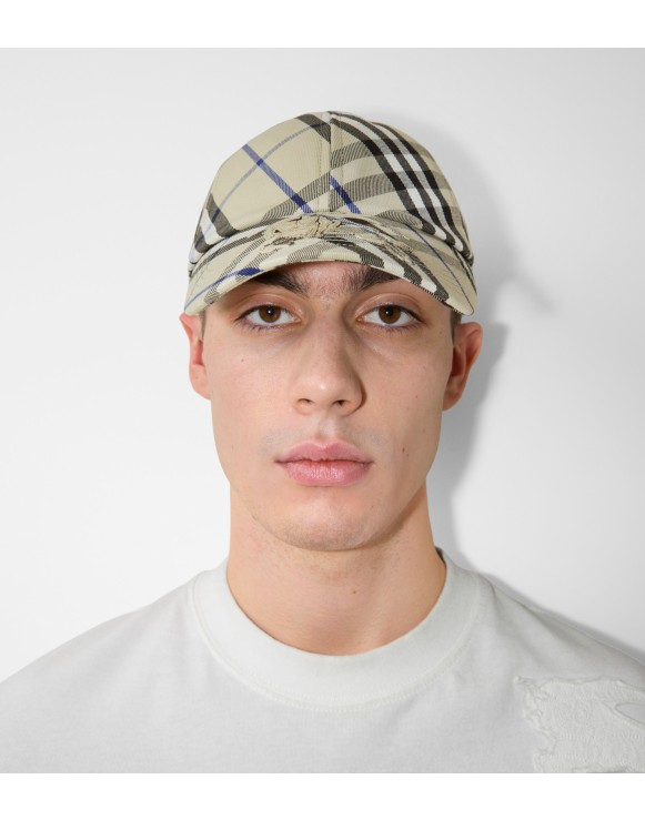 Check Cotton Blend Baseball Cap