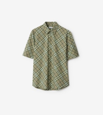 Check Cotton Shirt in Skylark - Men | Burberry® Official
