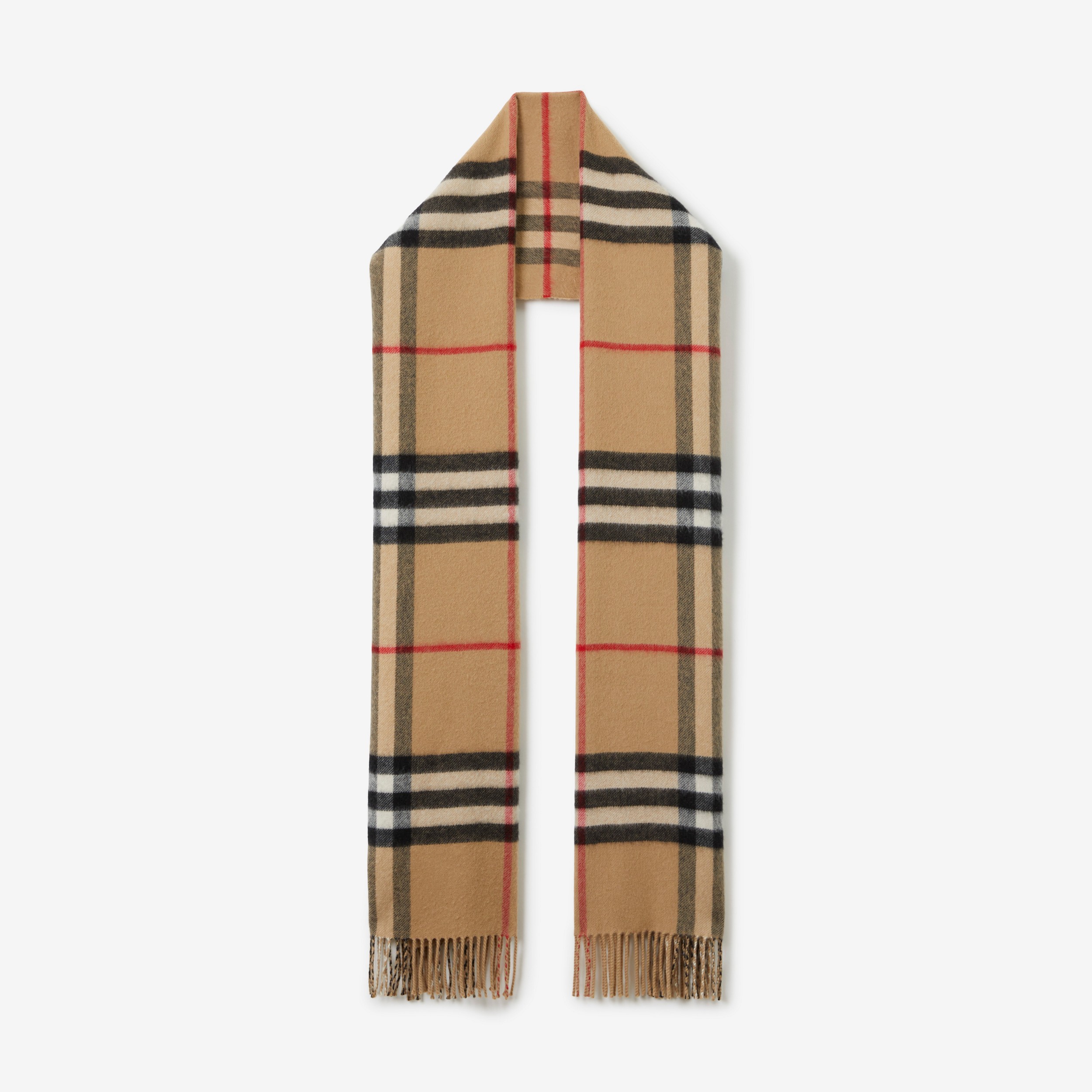 双面两用格纹羊绒围巾 (典藏米色) | Burberry® 博柏利官网 - 1