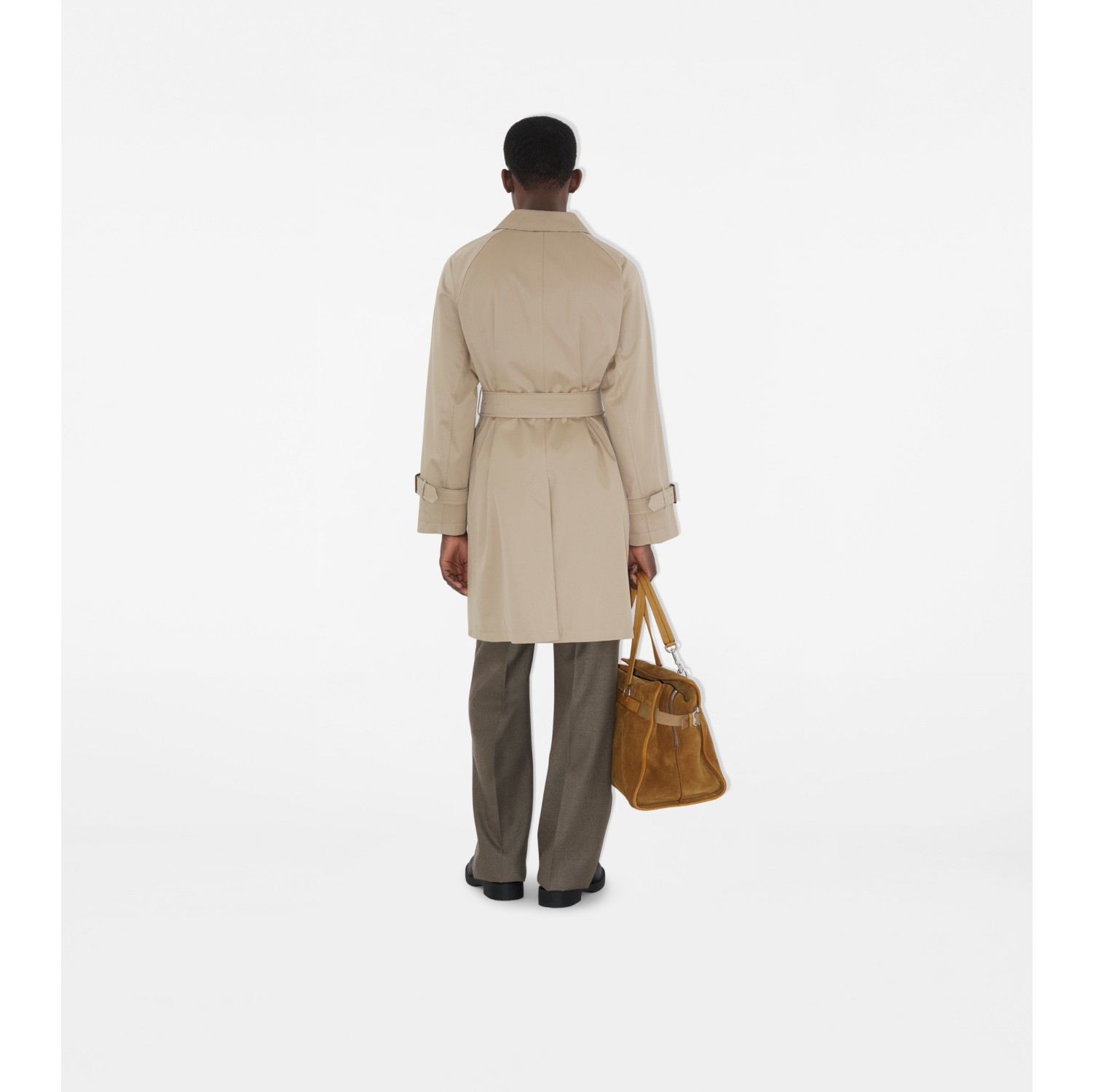 Car coat longo de gabardine