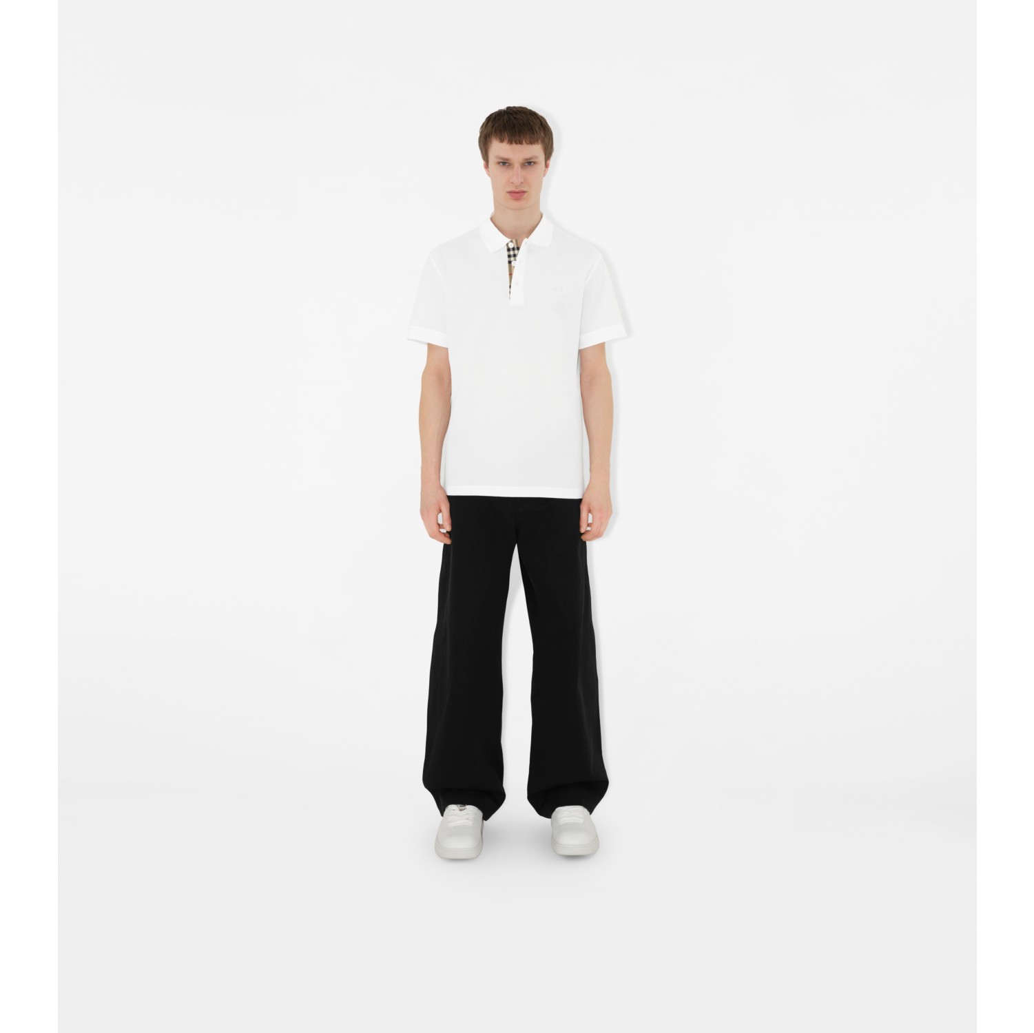 Cotton Polo Shirt in White Men Burberry Official