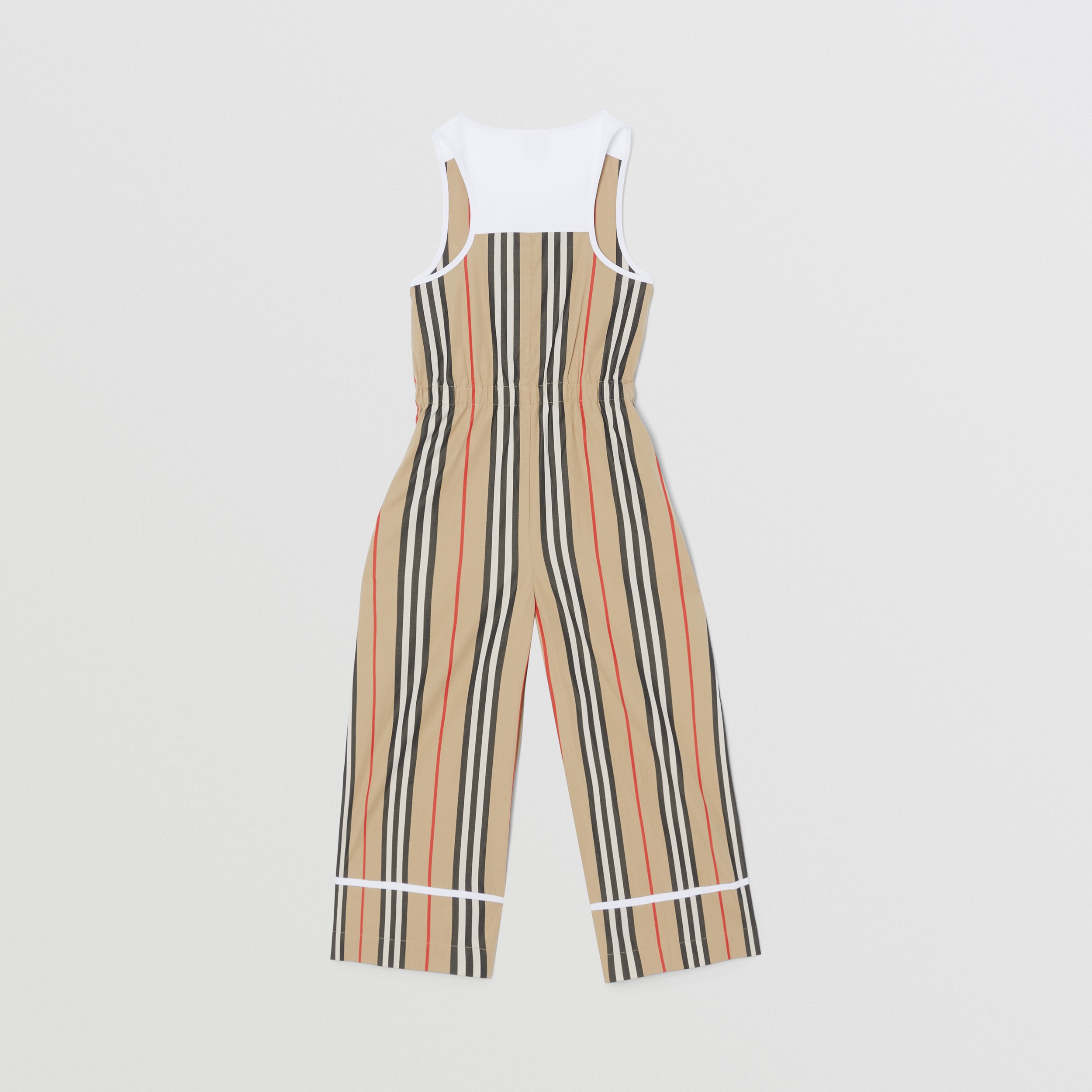 Icon Stripe Cotton Zip-front Jumpsuit in Archive Beige | Burberry® Official - 3