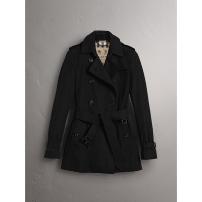 burberry black short trench coat