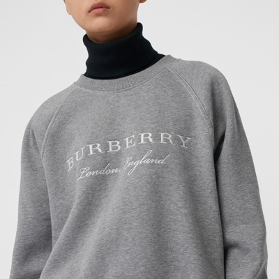 burberry embroidered cotton blend jersey sweatshirt