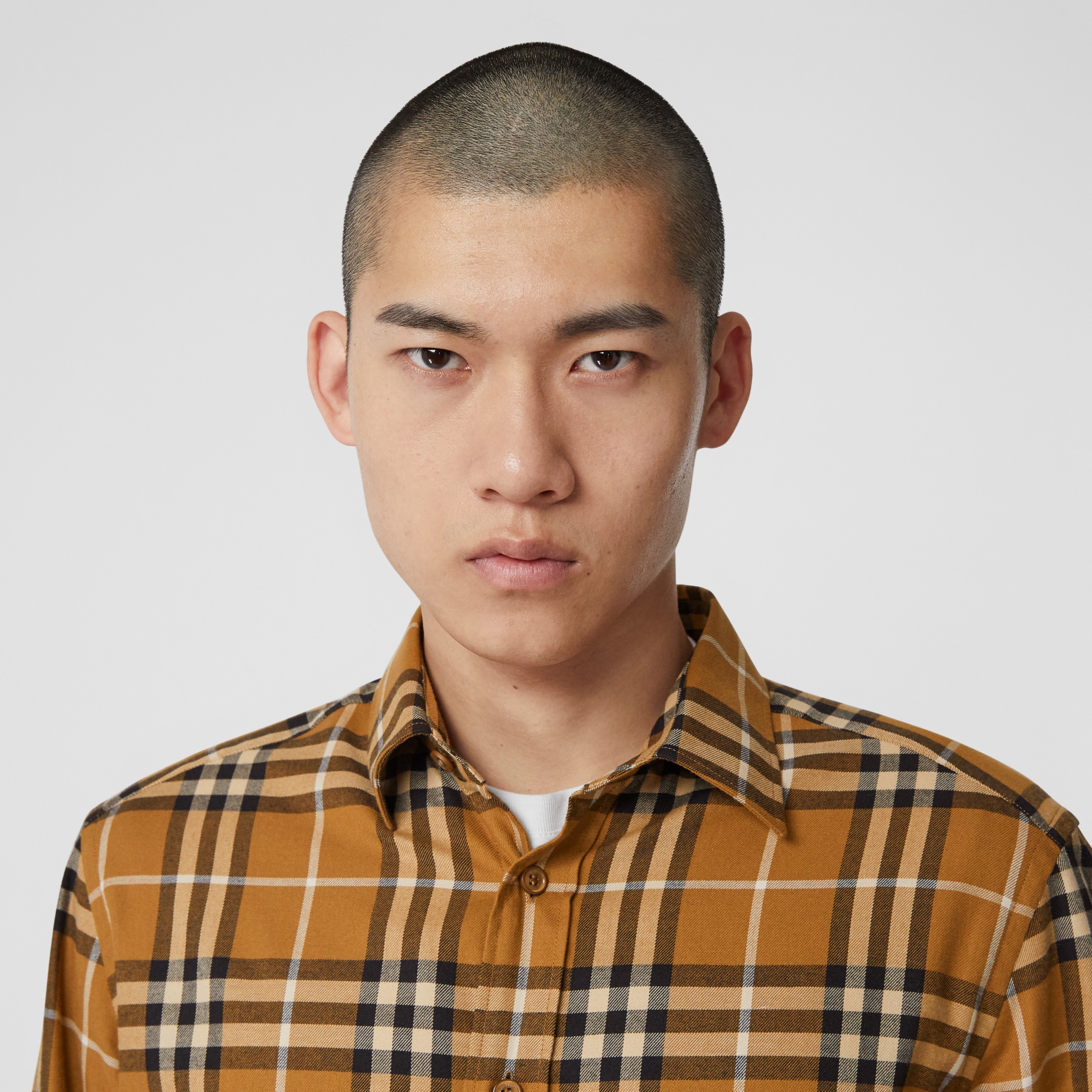 Vintage Check Cotton Flannel Shirt in Warm Walnut Men Burberry