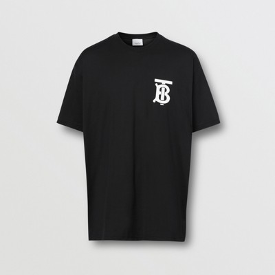 モノグラムモチーフ コットン オーバーサイズ Tシャツ (ブラック 