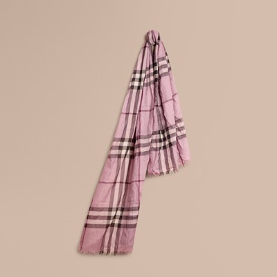 burberry giant check wool silk scarf