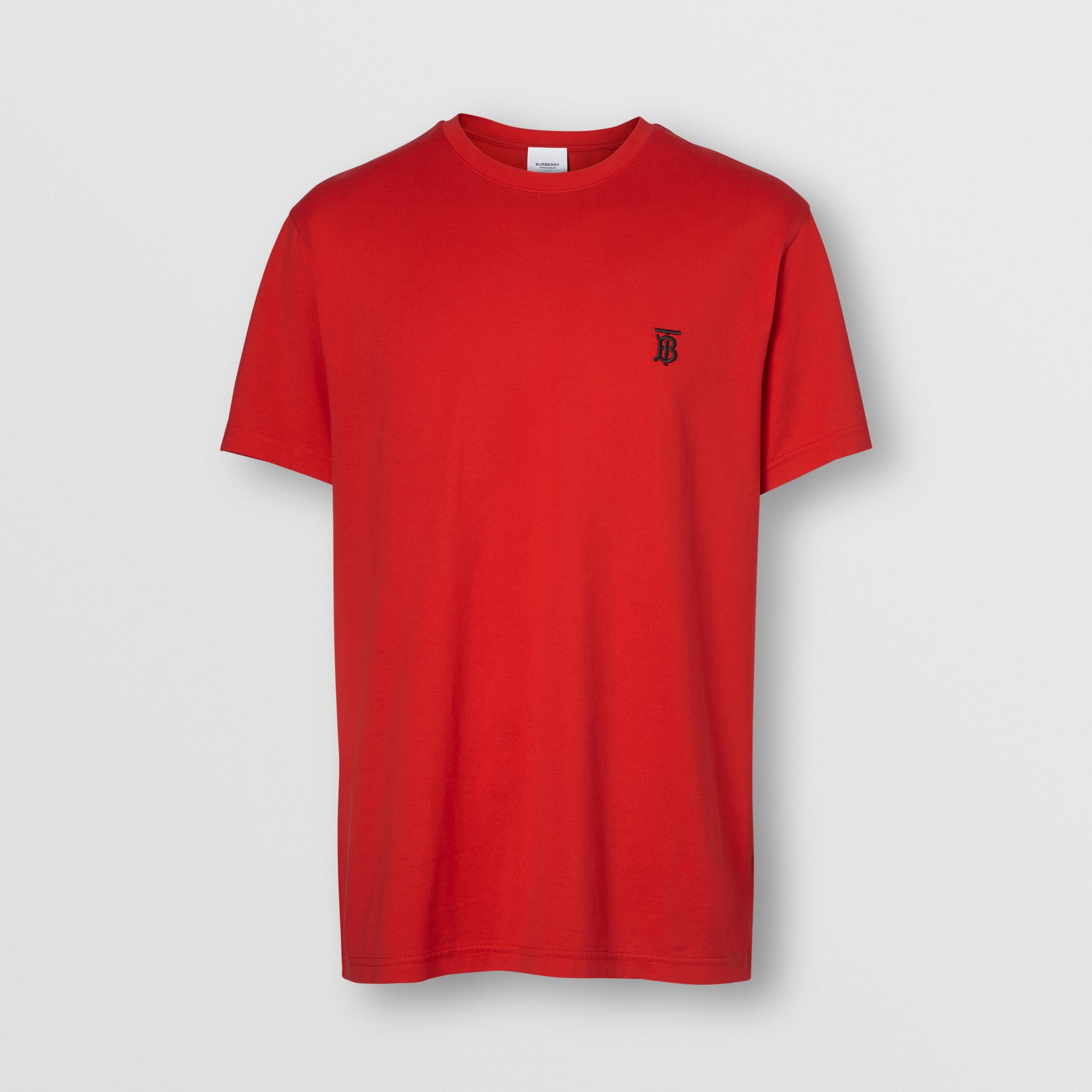 Monogram Motif Cotton T Shirt In Bright Red Men Burberry United States