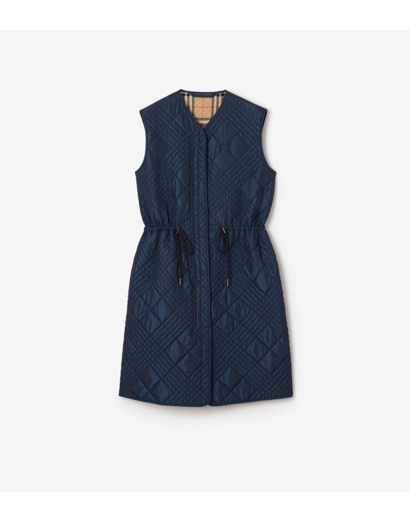 Micro Check-stitch Nylon Blend Gilet