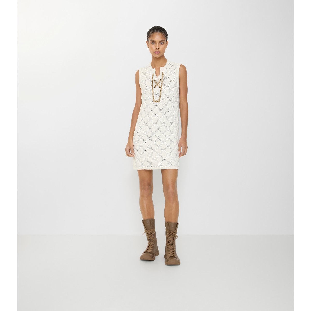  Floral Crochet Cotton Blend Dress