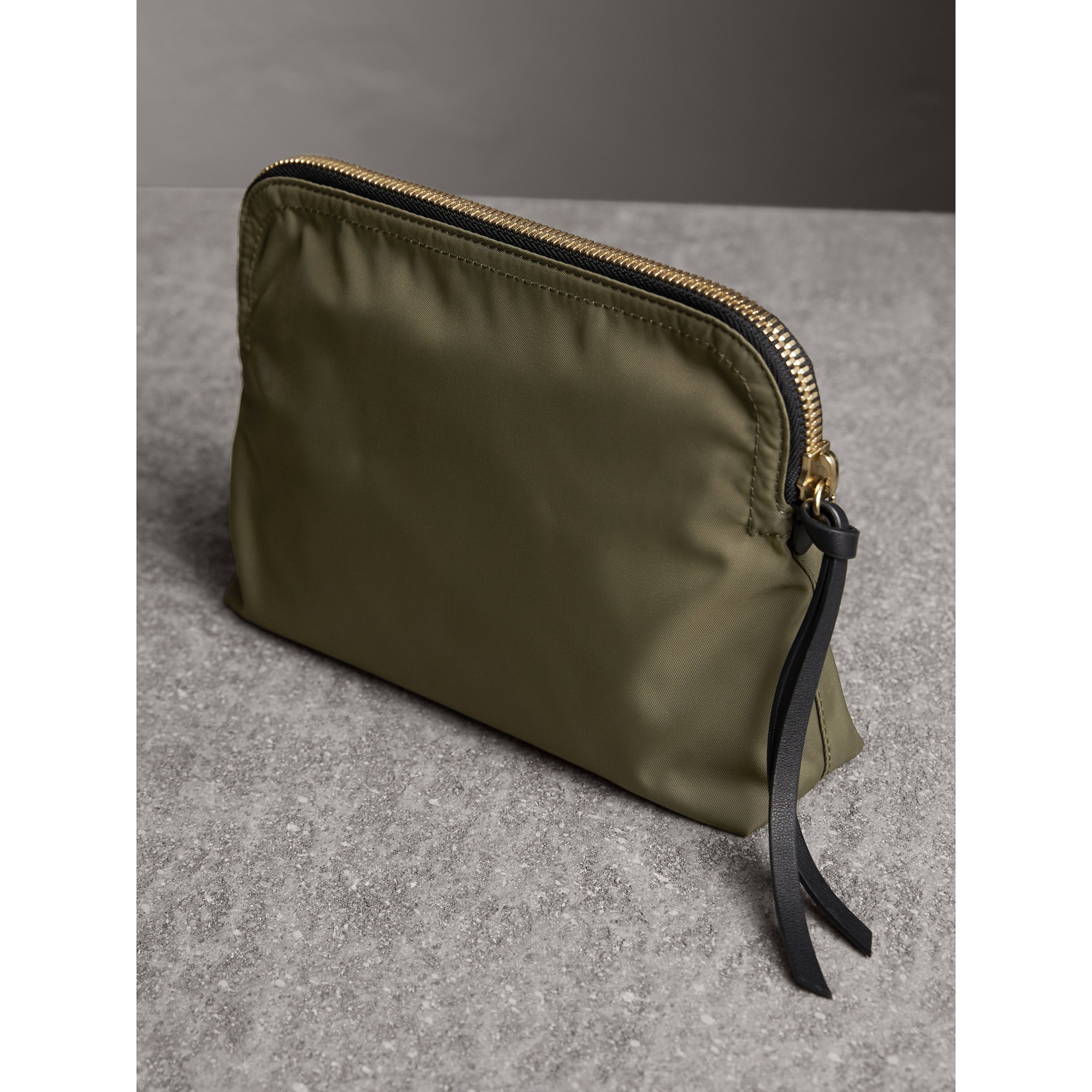 Large Zip-top Technical Nylon Pouch in Canvas Green - Women | Burberry United States