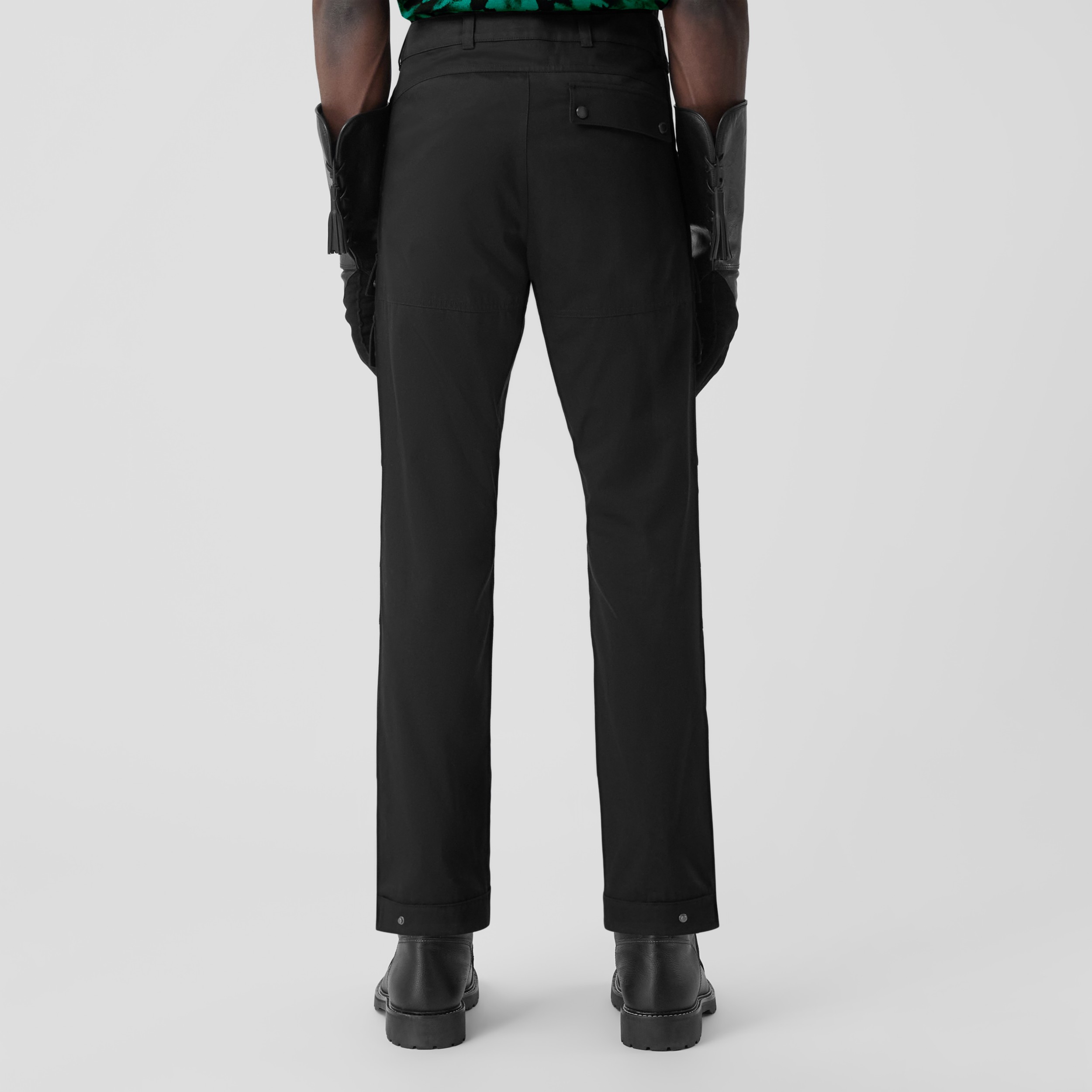Embroidered Logo Cotton Cargo Trousers in Black - Men | Burberry® Official - 3